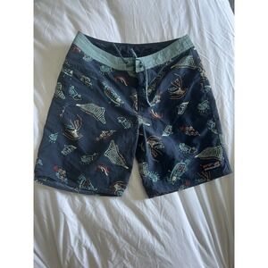 Men's Patagonia Board Shorts Size 30 Fish Print Swim Trunks Clean Ocean